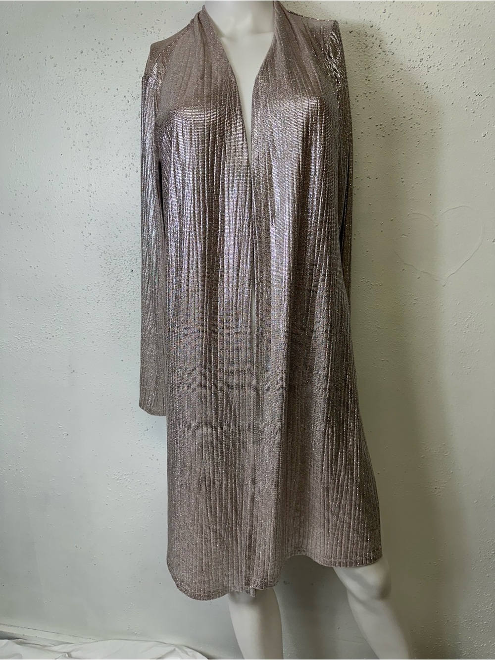 Iman Brand Women's Mesh Knit Long Sleeve Open Front Duster Maxi Cardigan Size S